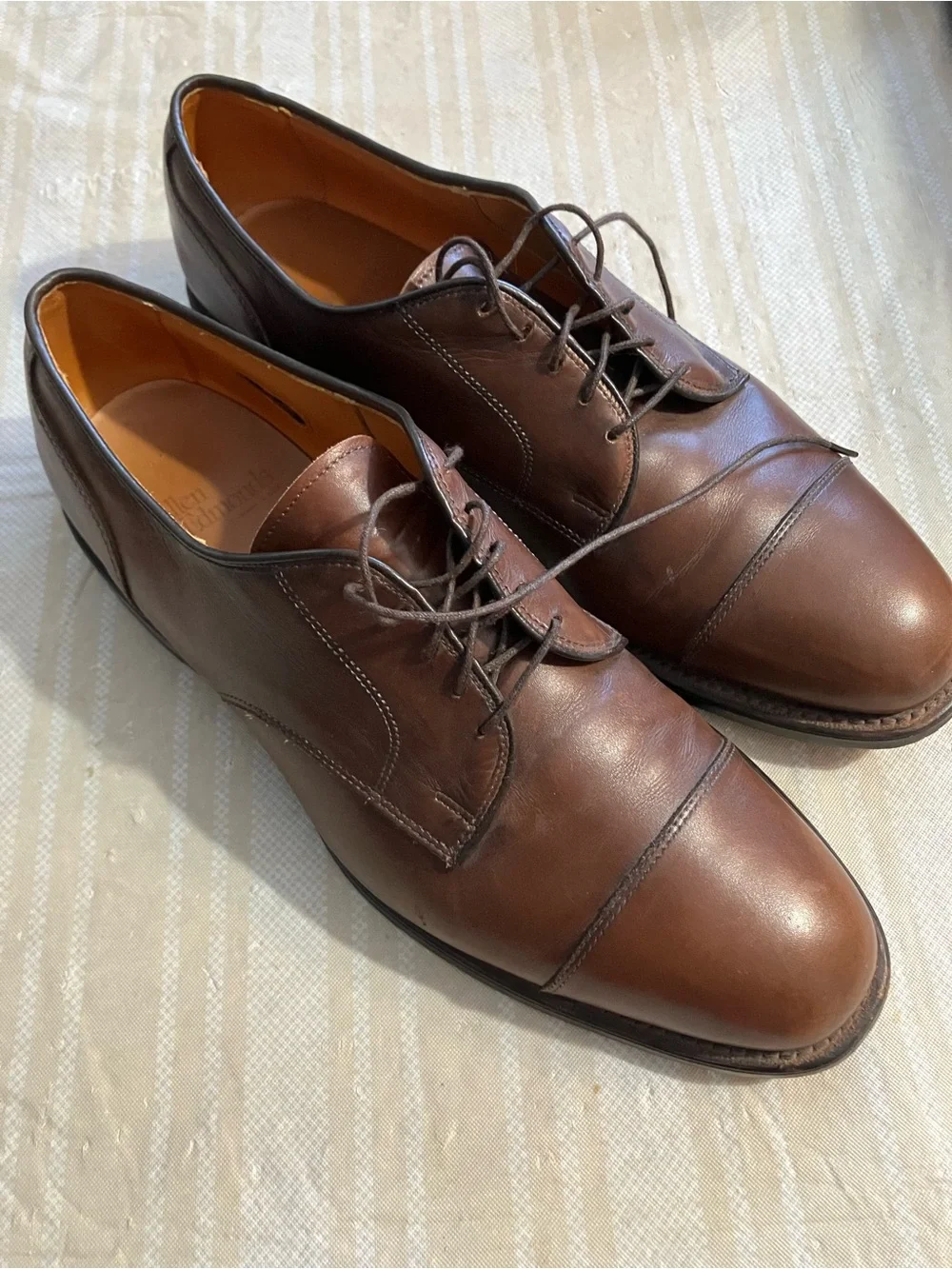 Allen Edmonds Brown Leather Cap-Toe Derbys